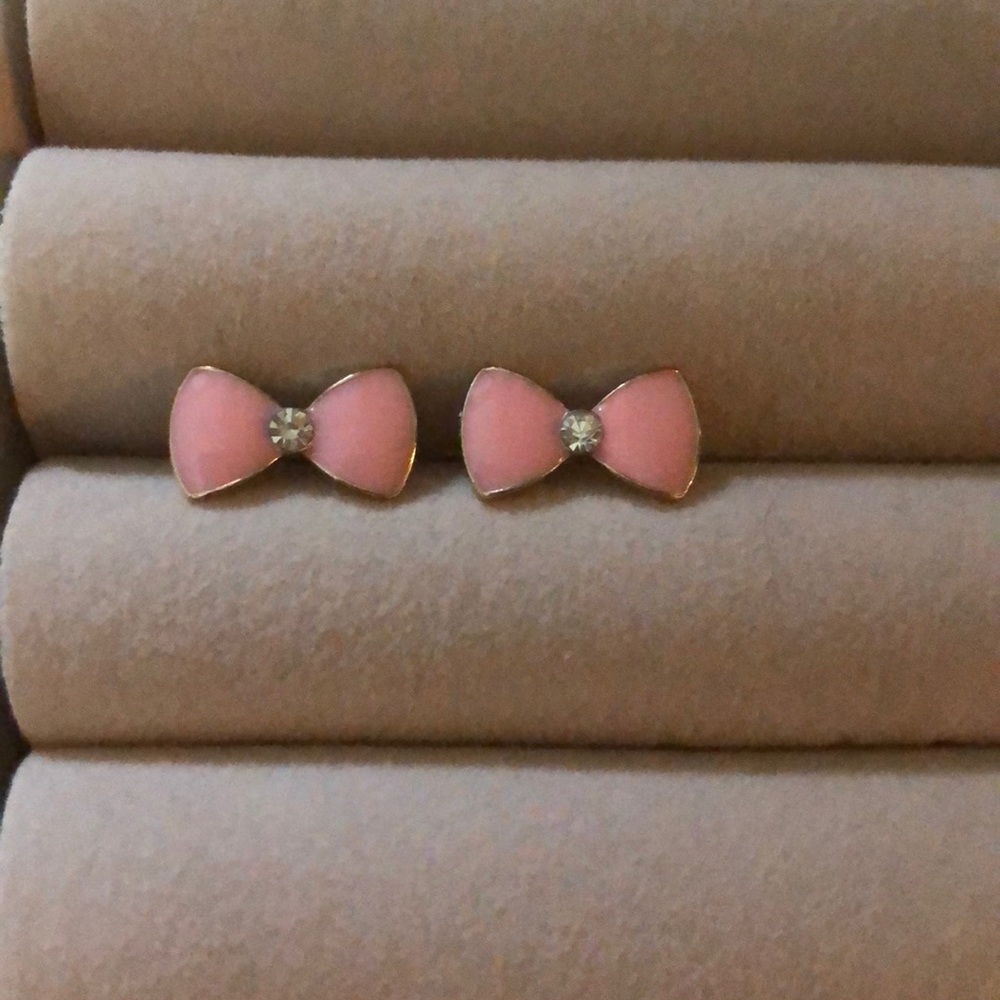 Pink Bow Tie Earrings (Breast Cancer Awareness)